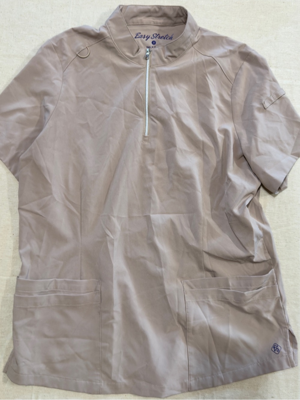 Easy Stretch Women’s Short Sleeve Quarter-Zip Tee in Taupe